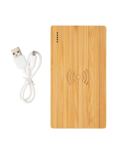 Powerbank inalámbrico Copenhagen 4000mAh 5W con carcasa de bambú PERSONALIZABLE